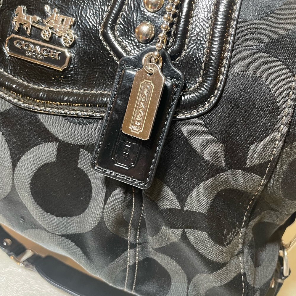 ‼️SPRING SALE Coach Madison Audrey Op Art in Black & Black Leather Trim 🖤 - Picture 7 of 17